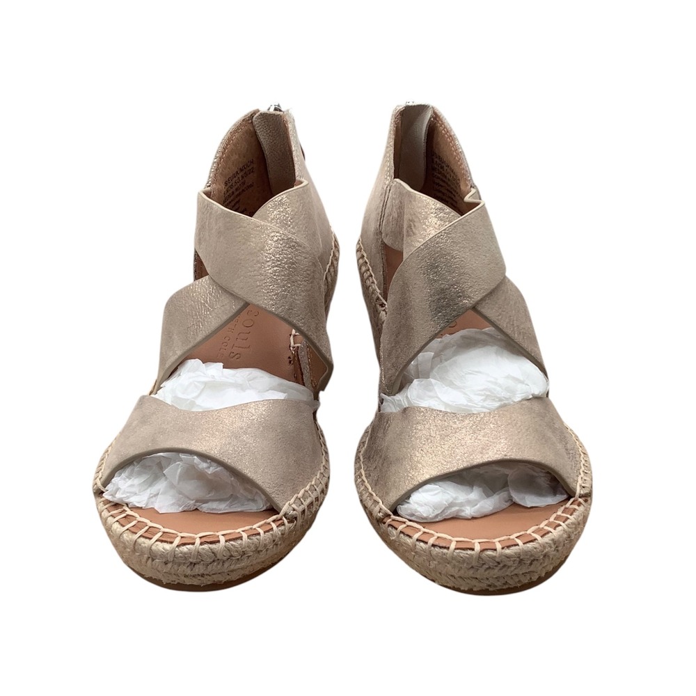 Gentle Souls Kenneth Cole Corinne Metallic Leather Espadrille Wedge Sandals 5.5